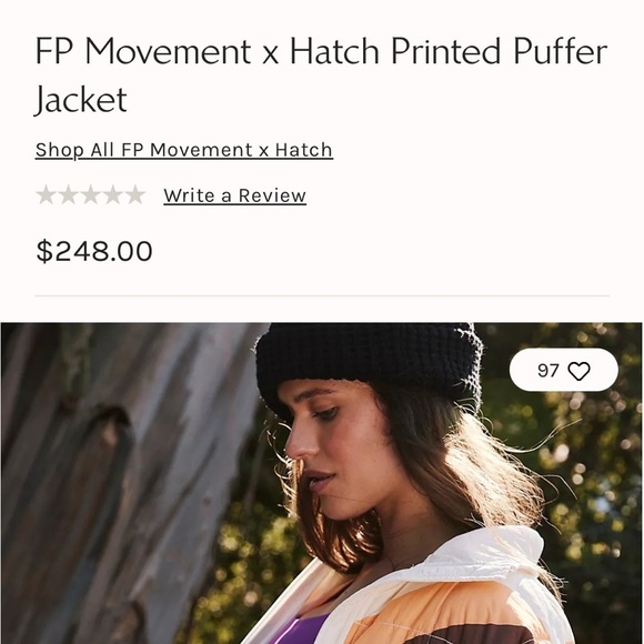 FP Movement x Hatch Printed Puffer Jacket in Ivory Chevron Combo NEW LAST ONE - Picture 2 of 15